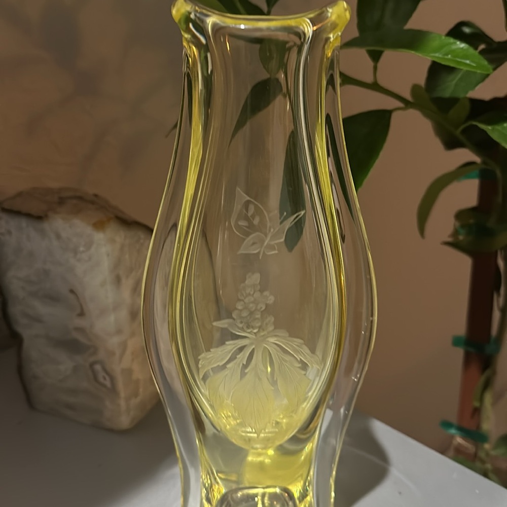 Glass Vase Flower Citrine Butterfly